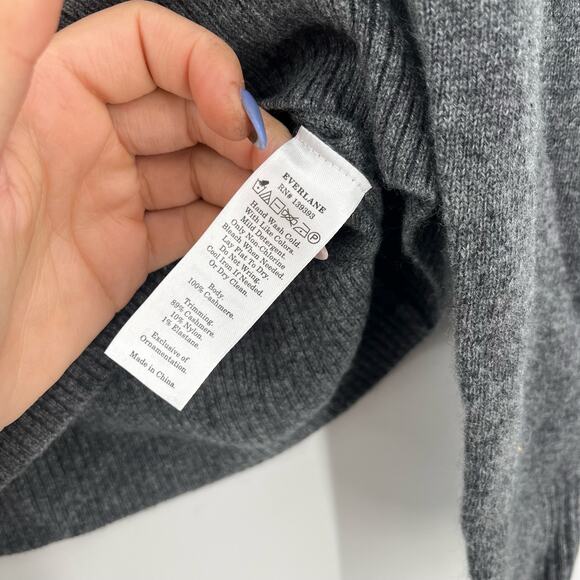 EVERLANE The Cashmere Crew Charcoal Heathered Long Sleeve Knit Size XXS NEW - Picture 5 of 5